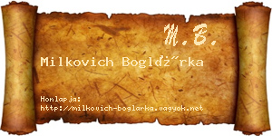 Milkovich Boglárka névjegykártya