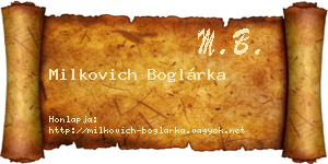 Milkovich Boglárka névjegykártya